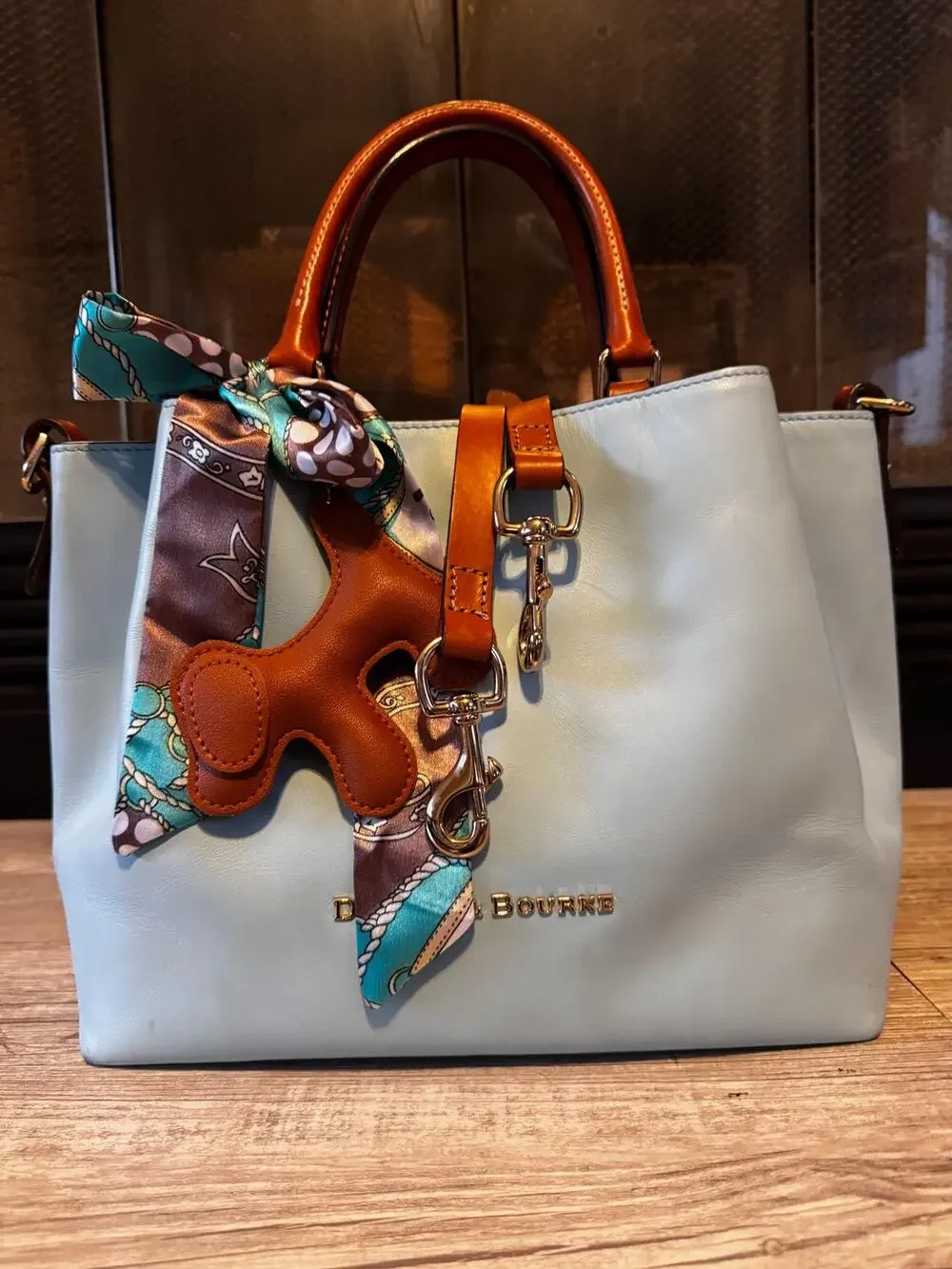 Dooney & Bourke Barlow Satchel Handbag – Robins Egg Blue Leather Crossbody Bag - Picture 1 of 16